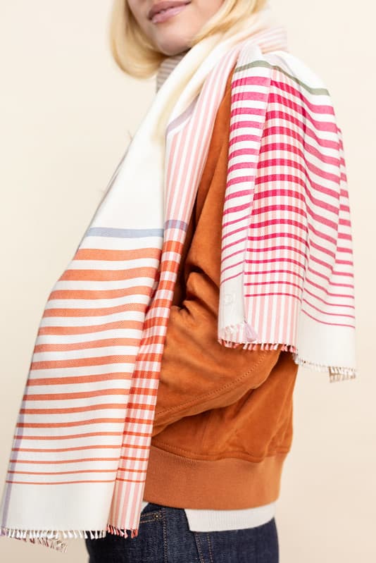 Echarpe Bahaus en soie laine cachemire écru